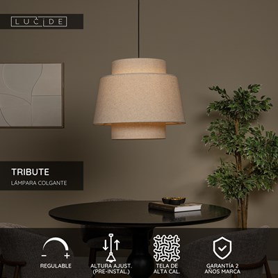 Lucide TRIBUTE - Lámpara colgante - Ø 60 cm - 1xE27 - Beige